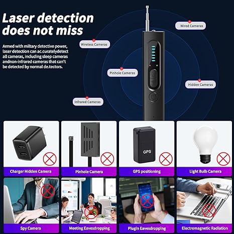 Upgraded Portable Hidden Camera Detector, Mini Anti-Spy Camera Detector for Travel